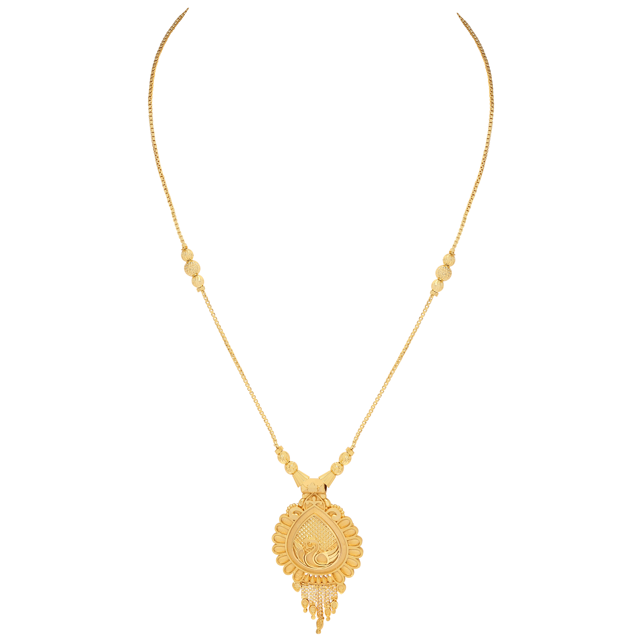 Long Gold Plated Necklace Set - Adjustable Size, Intricate Designs & Shimmering Stones | Perfect For Weddings, Engagements, And Special Occasions