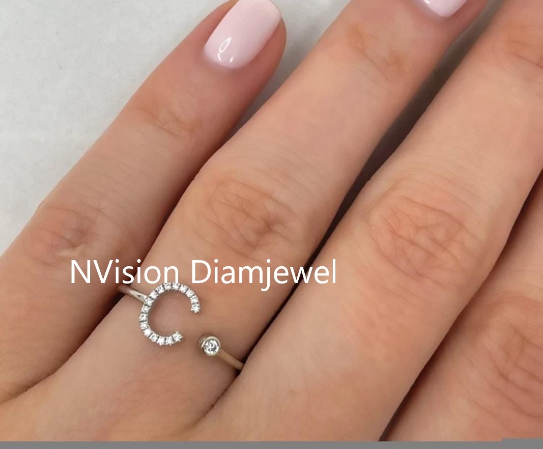 Real Diamond Alphabetical Initial Ring - Diamond Carat Weight: 0.20 Carat