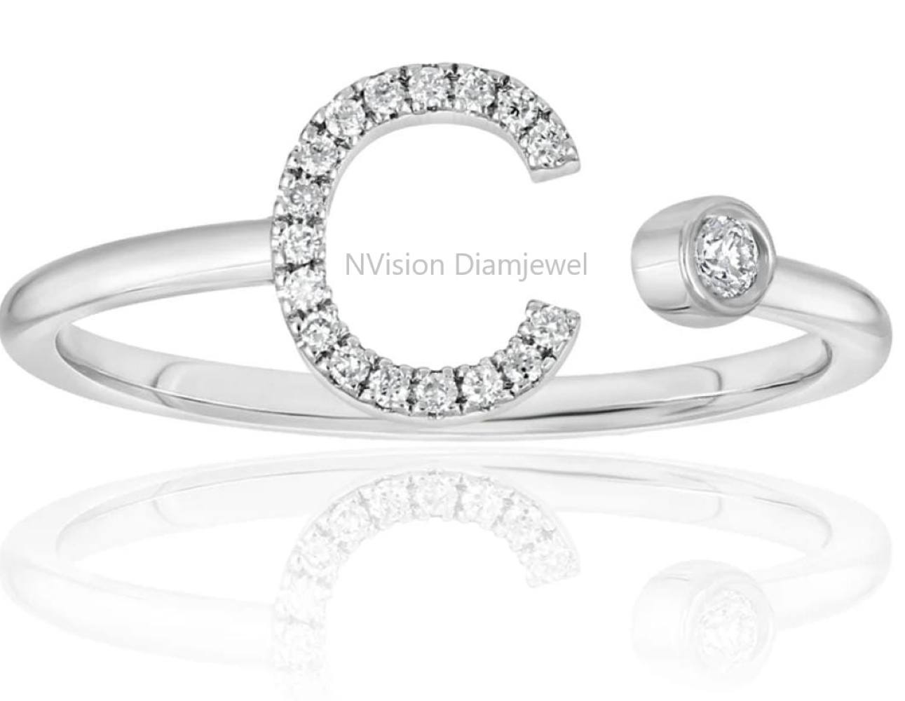 Real Diamond Alphabetical Initial Ring - Diamond Carat Weight: 0.20 Carat