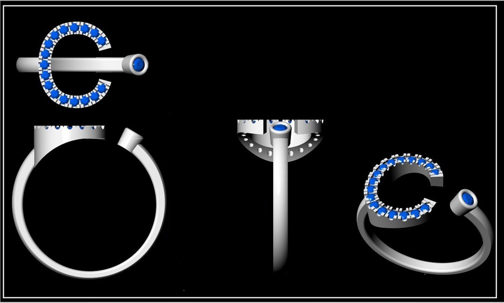 Real Diamond Alphabetical Initial Ring - Diamond Carat Weight: 0.20 Carat