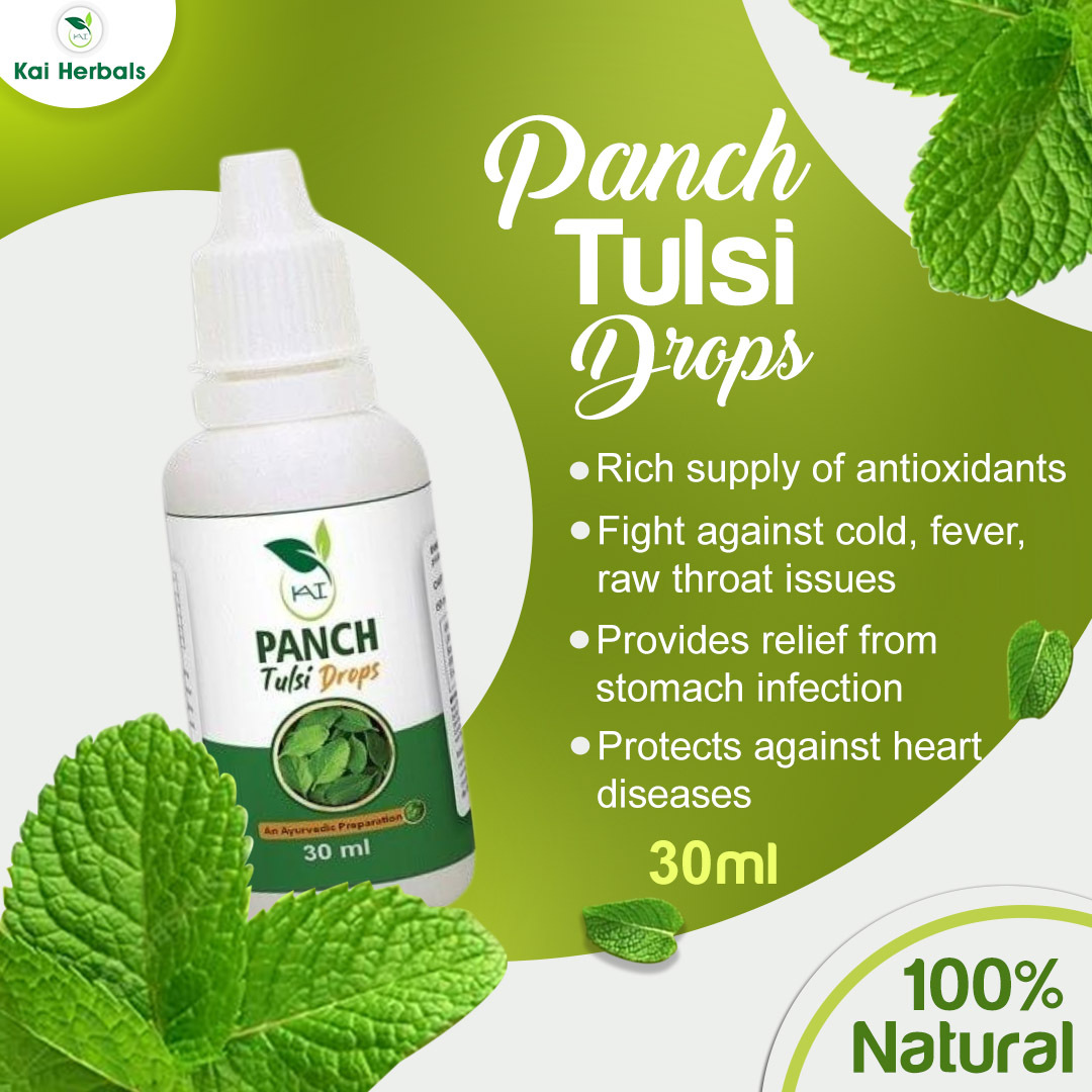 Panch Tulsi Drops - Medical Grade, 100% Natural Herbal Remedy For Immunity Boosting | Supports Digestion, Reduces Inflammation, Improves Sleep, Stress Relief