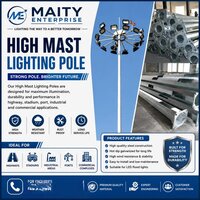 Mini Mast Lighting Pole - Mild Steel, Height 10 M, White Color, 200w Power, Base Plate 16mm Thickness, Highway Application