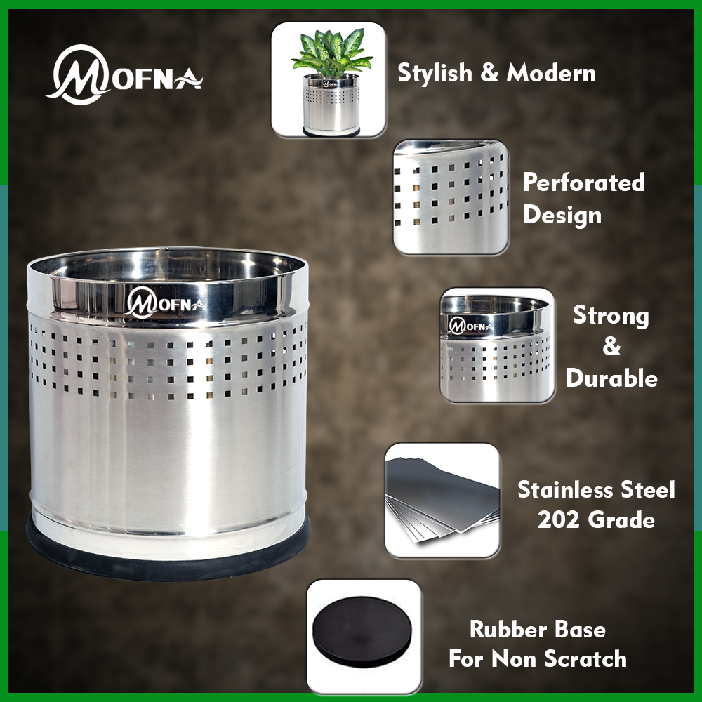 Round Shape Stainless Steel Planter Pots - Color: Silver