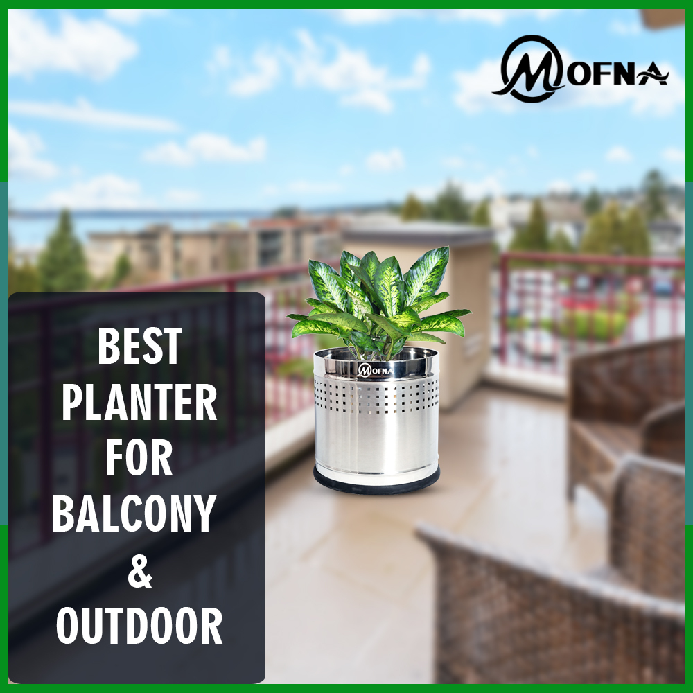 Round Shape Stainless Steel Planter Pots - Color: Silver