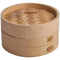 5 Inch Premium Bamboo Dimsum Basket - Bamboo Material, 5 Inch Diameter, Brown Color | Eco-friendly Design For Stylish Serving In Hotels & Restaurants