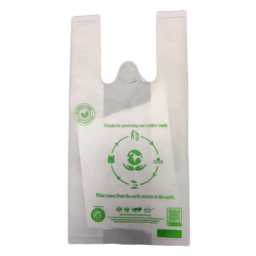 Biodegradable Carry Bag - Biodegradable Material, Various Sizes Available, Soft White Design | Food Safety Grade, Durable with Warranty, Custom Branding Options