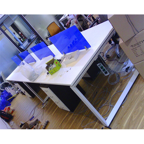 Triangle Leg Design Workstation Table - Color: As Per Requirement
