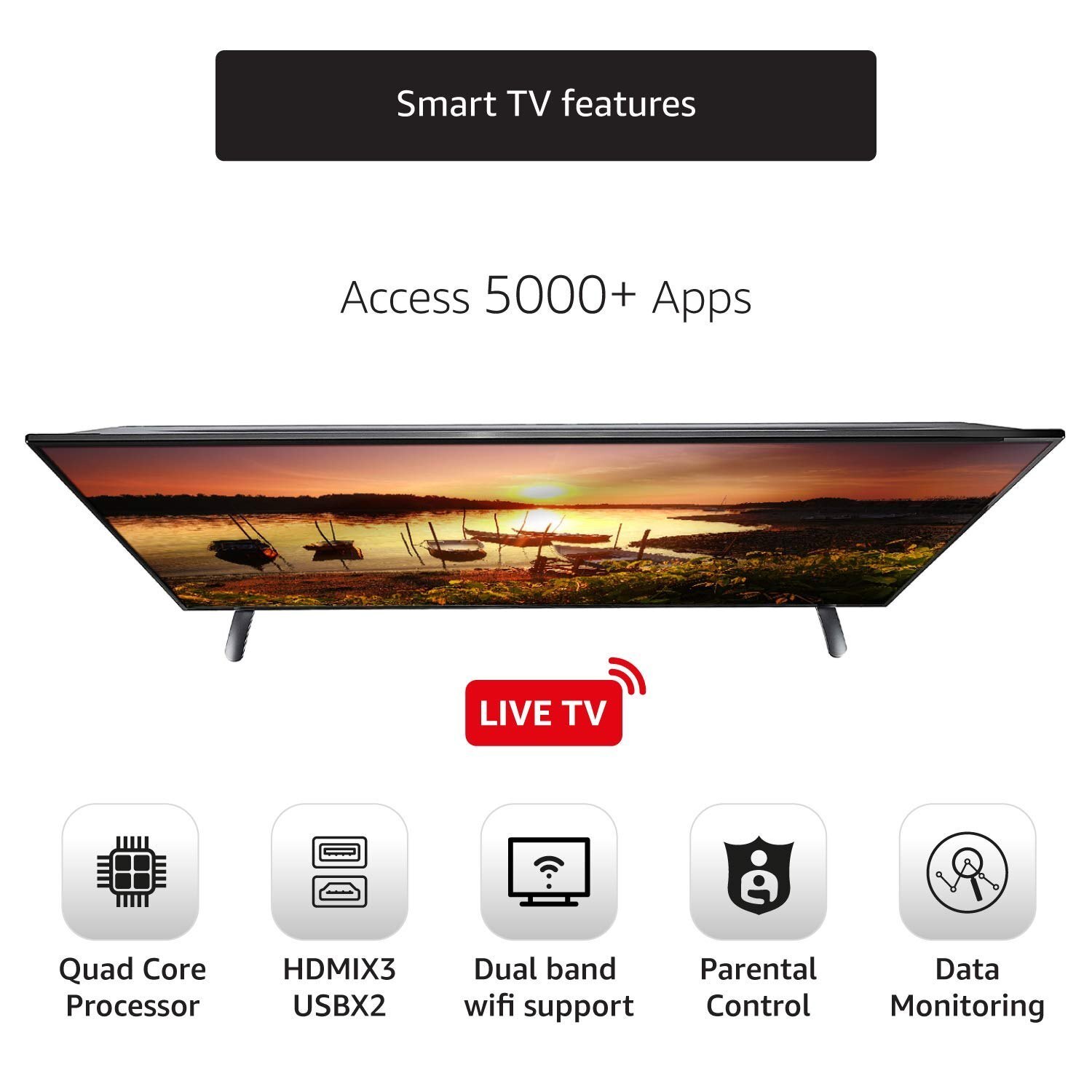 50 ''Inch Smart Hd 4k Led Tv - Color: Black