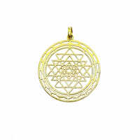 Gold Plated Shree Yantra Pendant - Color: Golden