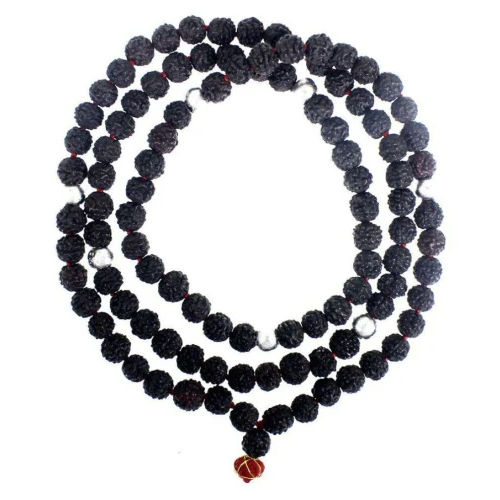 Black 5 Face Rudraksha Mala - Material: Stone