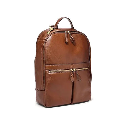 Brown Leather Backpack - Design: Plain