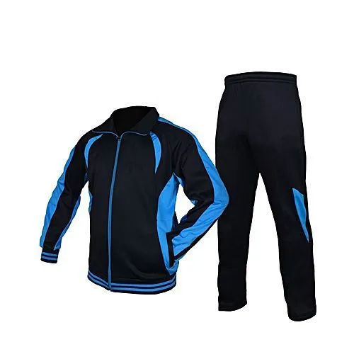 Mens Sky Blue And Black Color Tracksuit Set