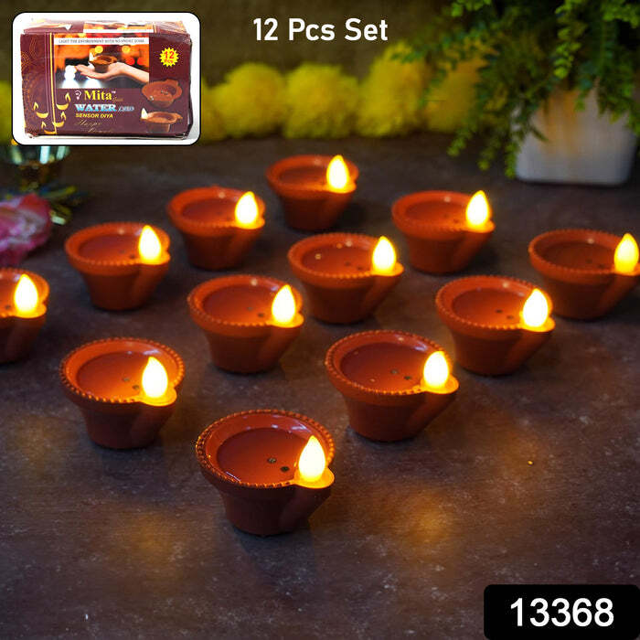 Water Sensor Diyas For Diwali Decoration (12 Pcs Set