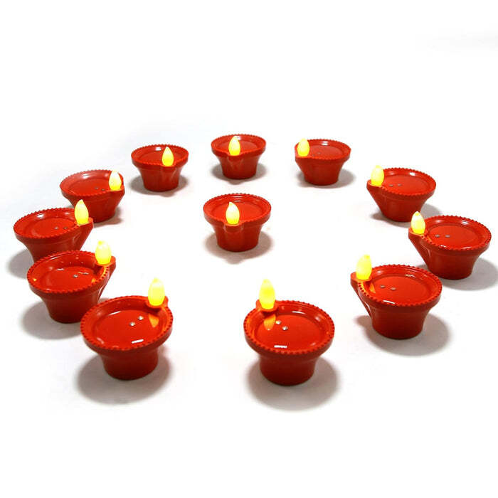 Water Sensor Diyas For Diwali Decoration (12 Pcs Set