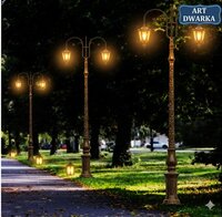Cast iron lamp pole with double arm bracket