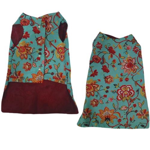 Flower Printed Kurta For Dogs And Cats By En-route Impex