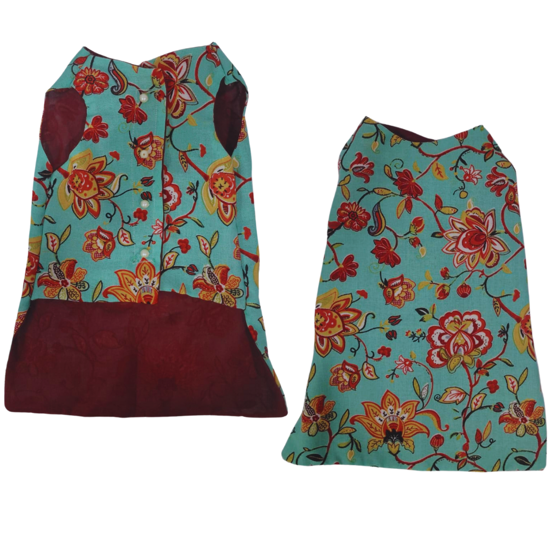 Flower Printed Kurta For Dogs And Cats By En-route Impex