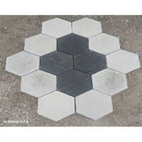 Glossy Paver Blocks - Cement Material, 20x20x5 Cm Size, White & Black Color | Durable & Stylish Design For Outdoor Spaces
