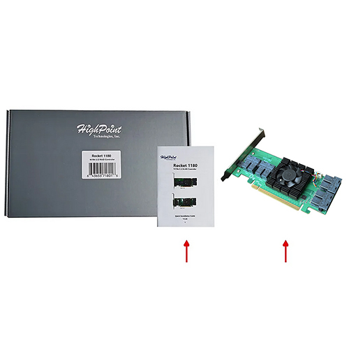 HighPoint 1180 8x U.2 पोर्ट से PCIe 3.0 x16 NVMe HBA कंट्रोलर