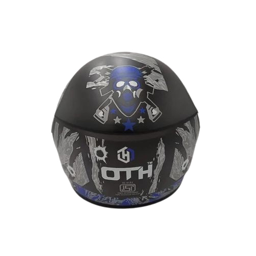 Printed Full Face Helmet - Abs Material, 580 Mm Size, Matte Black Color | Lightweight, Complete Head And Face Protection, 1-year Warranty