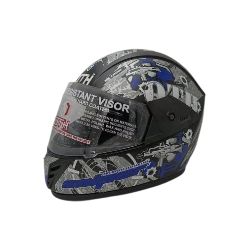 Printed Full Face Helmet - Abs Material, 580 Mm Size, Matte Black Color | Lightweight, Complete Head And Face Protection, 1-year Warranty