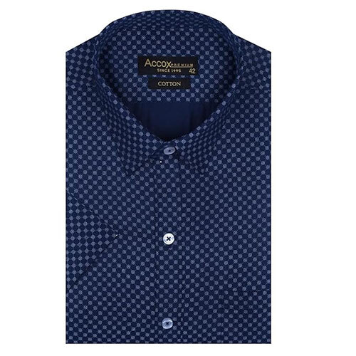 ACCOX Men's Breathable Cotton Half Sleeves Regular Fit Checkered Dot Printed Formal Shirt for Men (GCR241)