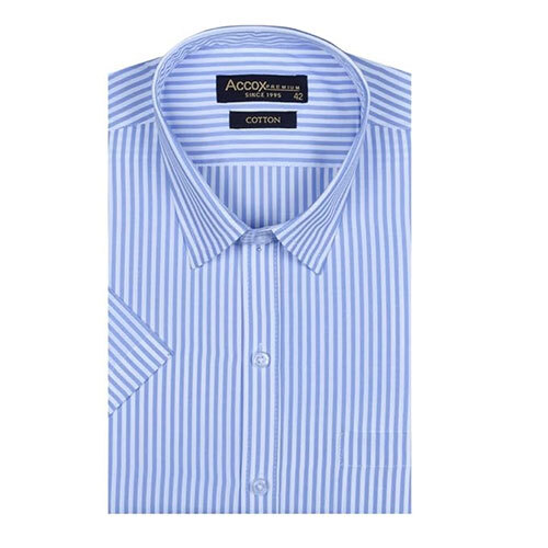 ACCOX Men's Striped Half Sleeves Regular Fit Multicolour Cotton Formal Shirts-GO427