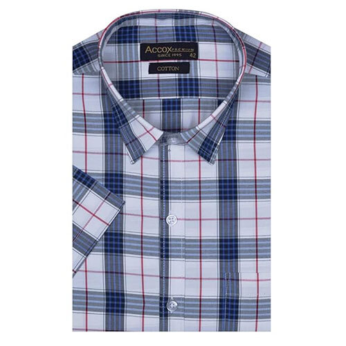 ACCOX Men's Half Sleeves Formal Regular Fit Cotton Check Shirt(GO588)