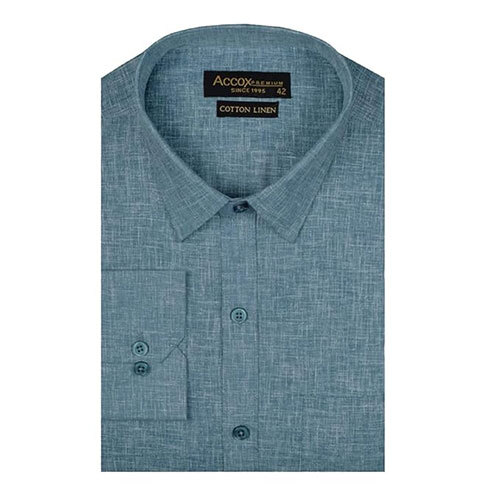 ACCOX Men's Long Full Sleeves Regular Fit Cotton Linen Formal Plain Shirts(GCR52)