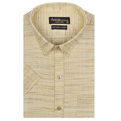 ACCOX Men's Cotton Linen Half Sleeves Plain Regular Fit Formal Shirt for Men (GCR163)