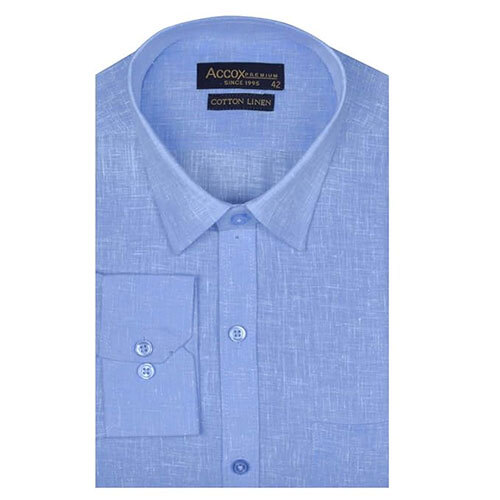 ACCOX Men's Full-Long Sleeves Formal Regular Fit Cotton Linen Plain Shirt (GCRFS21)
