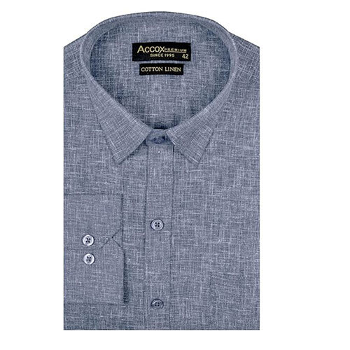 ACCOX Men's Full-Long Sleeves Formal Regular Fit Cotton Linen Plain Shirt -GCRFS29