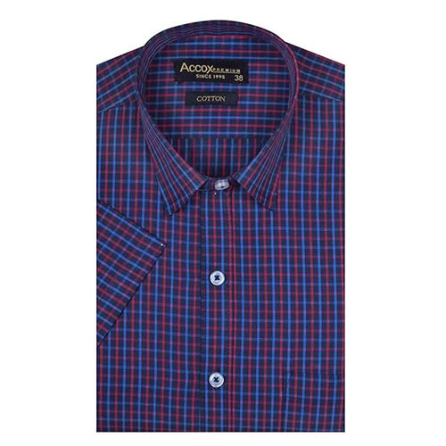 ACCOX Men's Half Sleeves Formal Regular Fit Cotton Check Shirt(Multi,GC123)