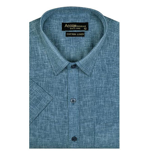 ACCOX Men's Half Sleeves Solid Plain Regular Fit Cotton Linen Formal Shirts(GCR138)