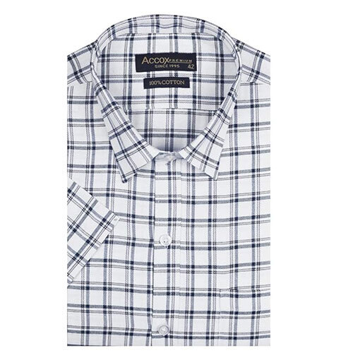 ACCOX Men's Half Sleeves Formal Regular Fit Cotton Check Shirt(Multi,GO547)