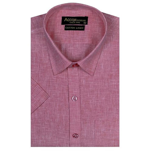 ACCOX Men's Half Sleeves Formal Regular Fit Cotton Linen Shirt(GC30)