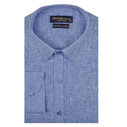 ACCOX Men's Full-Long Sleeves Formal Regular Fit Cotton Linen Plain Shirt -GCRFS28