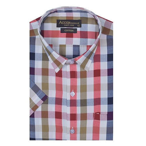 Accox Men'S Half Sleeves Regular Fit Cotton Formal Checkred Shirts(Gcr49) - Color: Multicolour