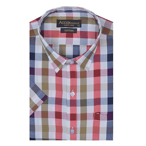 ACCOX Men's Half Sleeves Regular Fit Cotton Formal Checkred Shirts(GCR49)