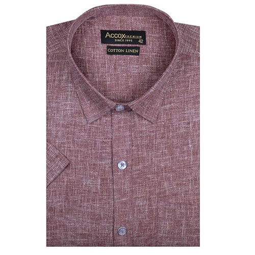 ACCOX Men's Half Sleeves Formal Regular Fit Cotton Linen Shirt(GC312)
