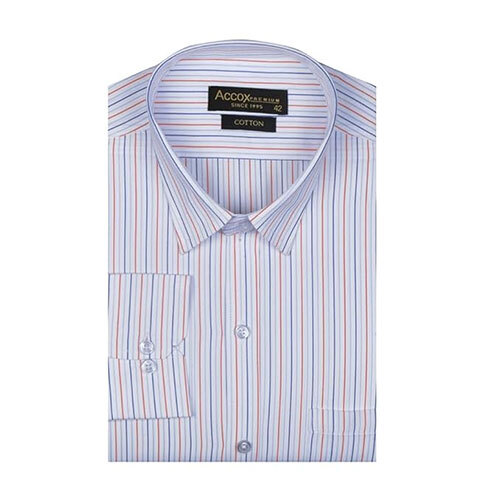 ACCOX Men's Striped Full Long Sleeves Regular Fit Cotton Formal Shirts(GCR60)
