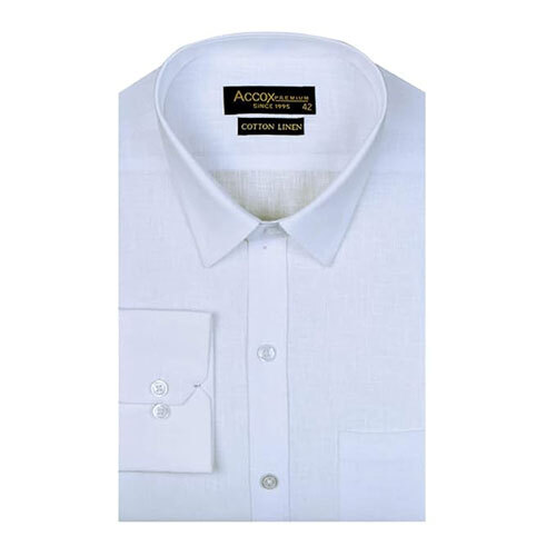 Accox Men'S Long Full Sleeves Regular Fit Cotton Linen Formal Plain Shirts(Gcr55) - Color: White