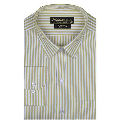 ACCOX Men's Breathable Cotton Long Sleeves Regular Fit Striped Formal Shirt for Men (GCR336)