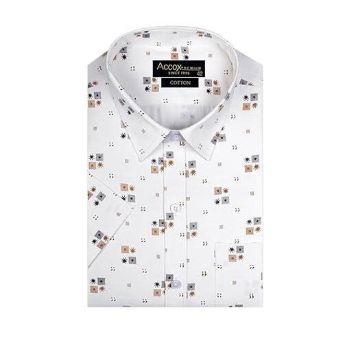 Accox Men'S Breathable Cotton Half Sleeves Regular Fit Printed Formal Shirt For Men (Gcr173) - Feature: Cool Pass