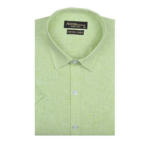 ACCOX पुरुषों की आधी आस्तीन वाली औपचारिक नियमित फिट कॉटन लिनन शर्ट (GC308)