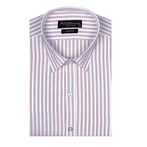 ACCOX Men's Striped Full Long Sleeves Regular Fit Cotton Formal Checkred Shirts(GCR78)