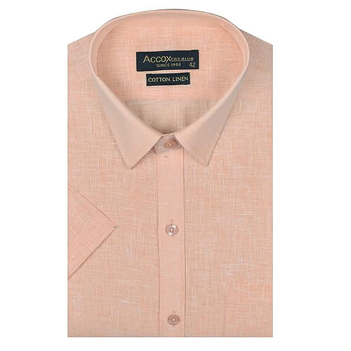 ACCOX Men's Half Sleeves Regular Fit Cotton Linen Formal Plain Shirts(GCR41)