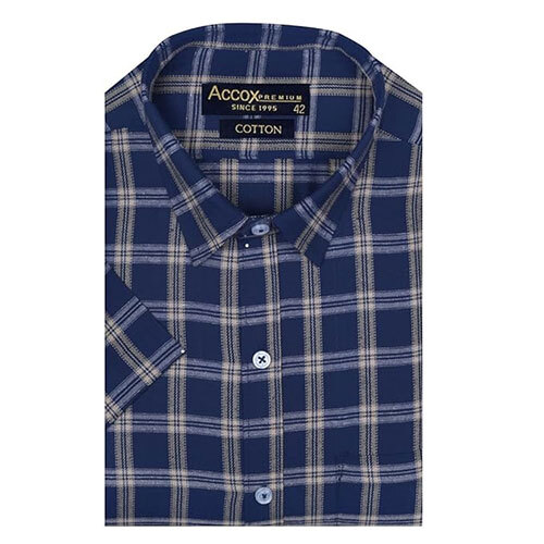 ACCOX Men's Breathable Cotton Half Sleeves Regular Fit Checkered Formal Shirt for Men (O-GCR326)