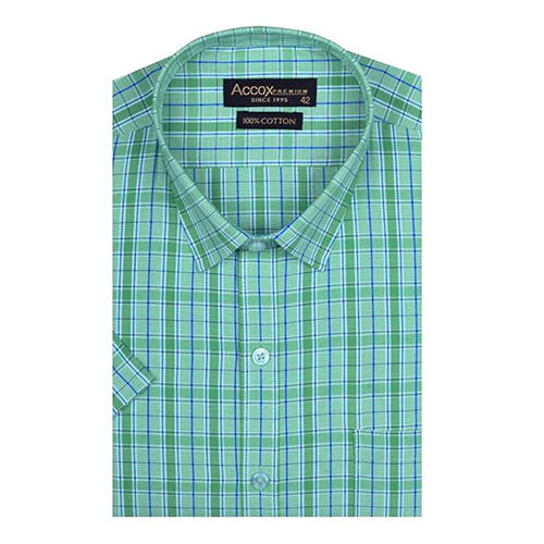 ACCOX Men's Half Sleeves Formal Regular Fit Cotton Check Shirt(Multi,GC297)