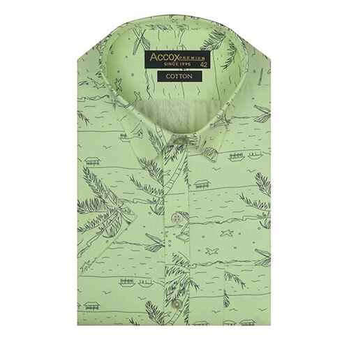 ACCOX Men's Breathable Cotton Half Sleeves Regular Fit Printed Formal Shirt for Men (GCR343)